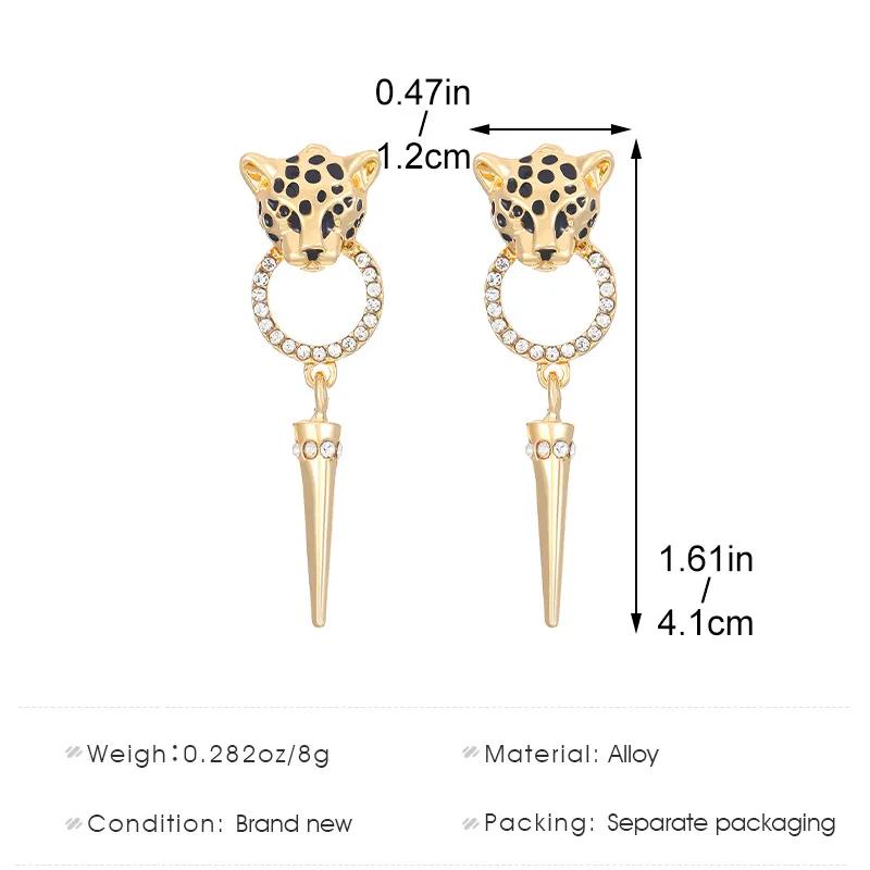 Cheetah Leopard Head Cone Pendant Earrings Women's Jewelry Accessories