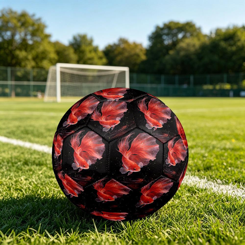 1pc Golden Fish Dance Theme Soccer Ball Football, Size 5, Lightweight PVC, Outdoor Training Soccer Ball,Gift c65149