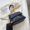 Casual Chain Crossbody Bags For Women Fashion Striped Shoulder Bag Large Capacity Flap Ladies Handbags