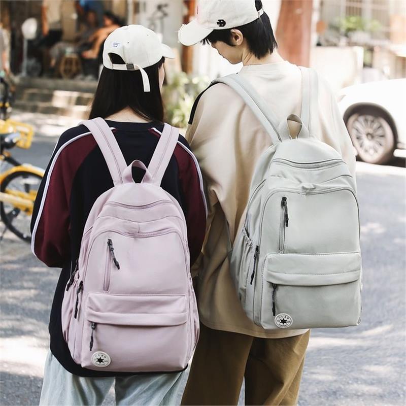 Schoolbag Solid Color Simple Backpack Men's and Women's Trend Original School Bag Students Commuting Light Travel Backpack