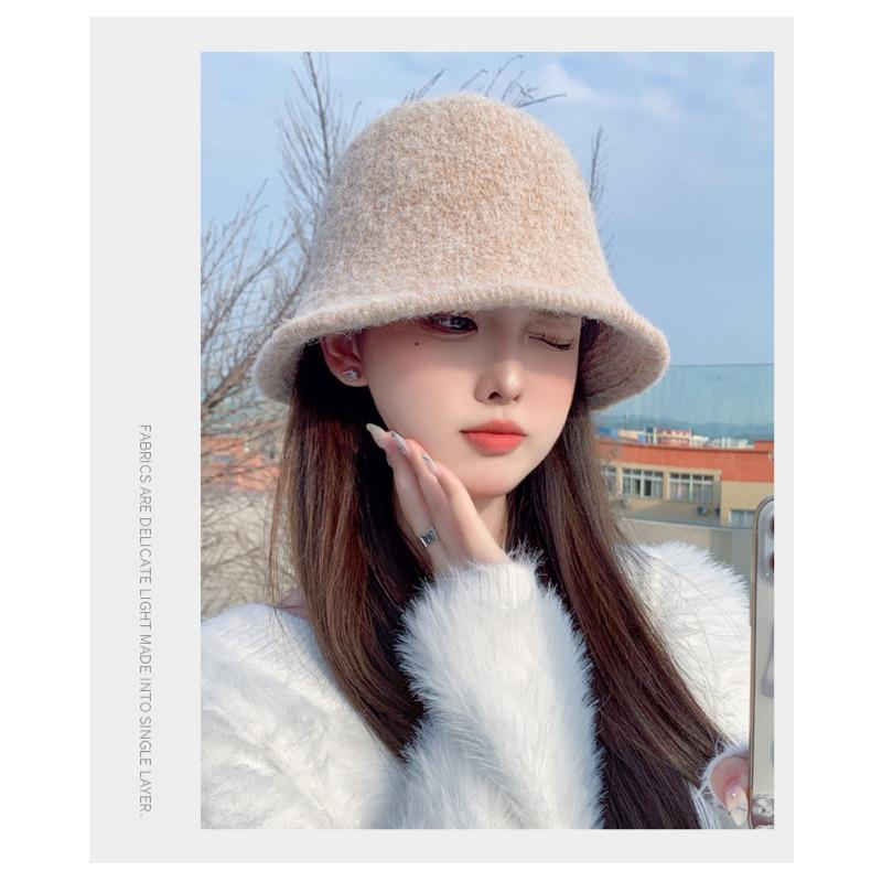 Women S Korean Style Solid Wool Winter Fisherman Hat