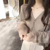 Women's Korean-Style V-Neck Wool Cardigan - Loose Knit Sweater Coat, Versatile Autumn/Winter Outerwear