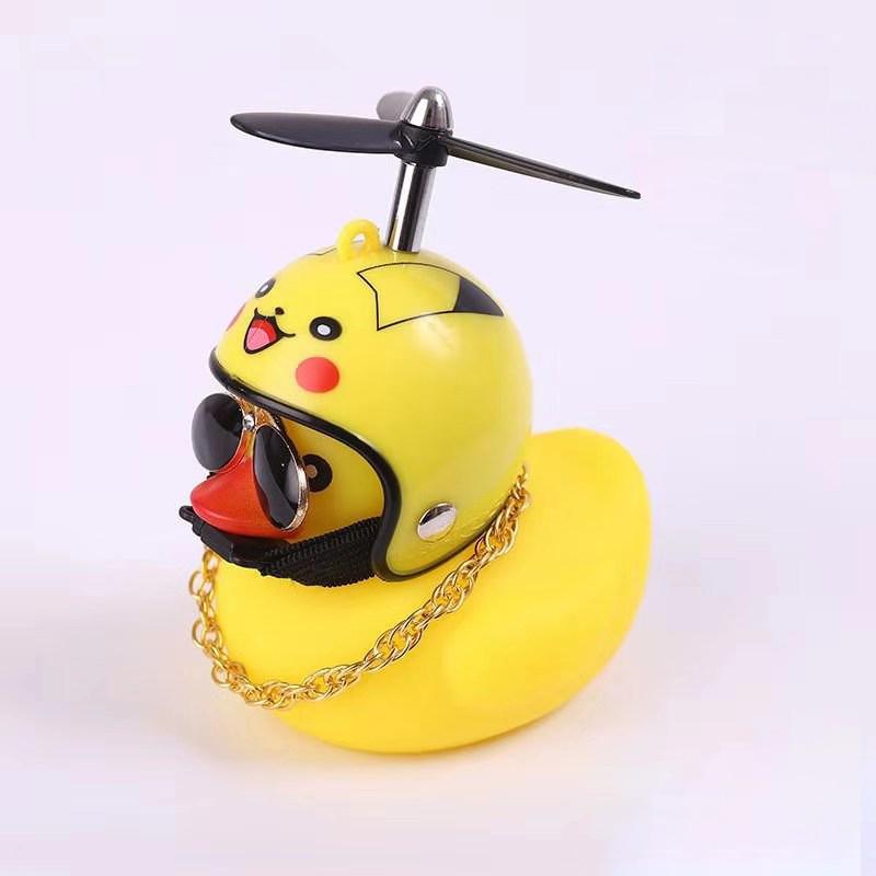 Car Broken Wind Small Yellow Duck With Helmet Airscrew Bicycle Moto With Straps Auto Pasted Accessories Interior Cycling Decor