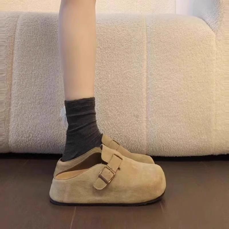 thick-soled muffin shoes women's new leather breathable rhinestone shoes casual hollow board shoes two and a half slippers