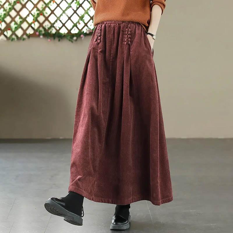 Skirt for Women Casual Versatile High Waist Long Loose Trousers Thickened Slim Solid Colour Skirt