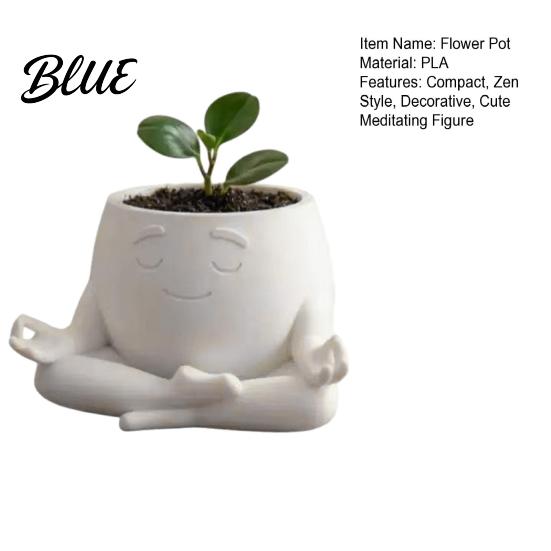 Minimalist Home Decor Planter Sit In Meditation Planter Cute Zen Flower Pot 3D Printed Small Creative Plant Pot for Windowsill Figure Succulents