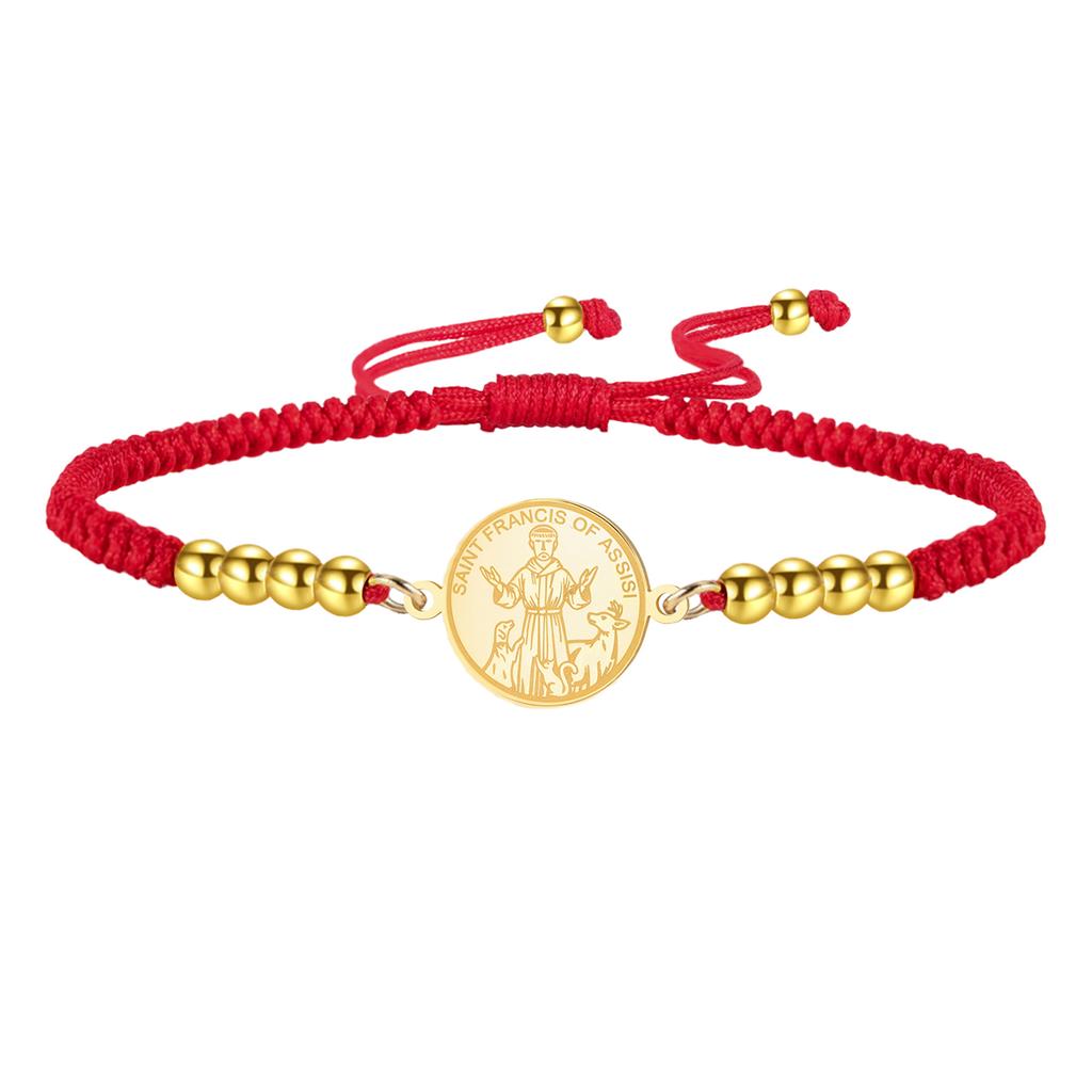LIKGREAT St Francis Medal Bracelet for Men Women Dog Blessing Amulet Catholic Saint Religious Stainless Steel Jewelry Gifts