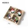 Christmas Four-Grid Faceless Old Man Wooden Ornament Gift Box with Small Pendants