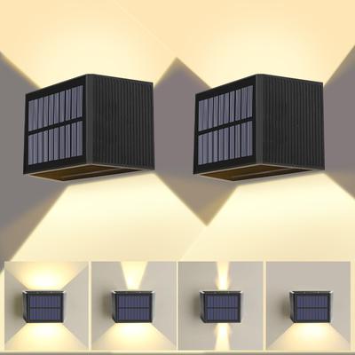 Solarna lampa ścienna zewnętrzna, ciepłe światło, wodoodporna, zasilana energią słoneczną, oświetlenie w górę i w dół, oświetlenie balkonowe, ogrodowe, dekoracyjne, światła
