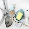 1pc Drain Soap Holder Leaf Shape Soap Box Suction Cup Tray Drying Rack for Shower Sponge Container Kitchen Bathroom Accessories