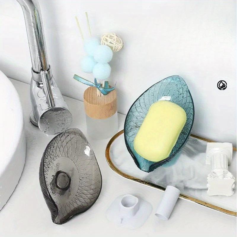 1pc Drain Soap Holder Leaf Shape Soap Box Suction Cup Tray Drying Rack for Shower Sponge Container Kitchen Bathroom Accessories
