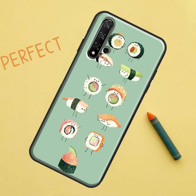 Kawaii Sushi Crowd For Huawei Nova 5T 9 10 SE 7i 8i 11i 12i Y60 Y61 Y70 Y72 Y73 Y90 Y91 P20 P30 P40 Lite Case