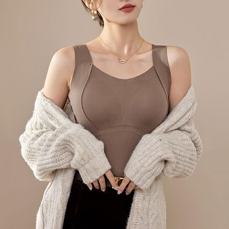 Bottoming Vest 3D Cup Shape Warm Comfortable Self-Heating Thermal Top Padded Seamless Autumn Winter Base Vest