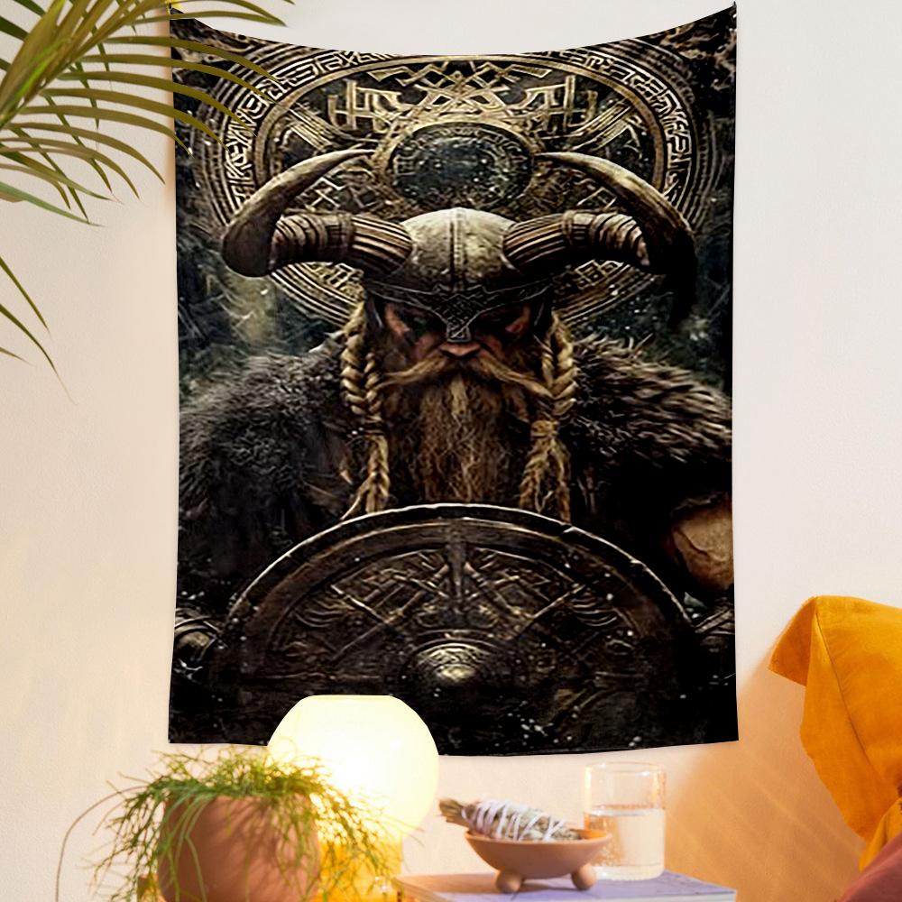 Viking Warrior Horned Shield Bohemian Tapestry Wall Tapestry for Dorm Bedroom Living Room Decor