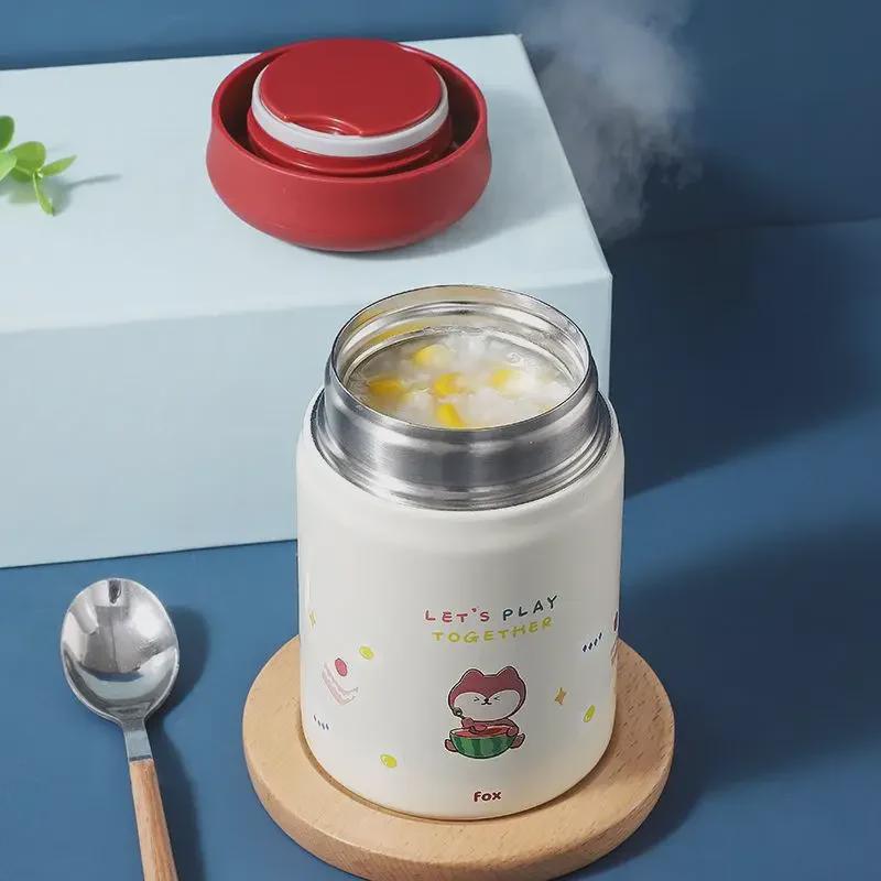 Small Cartoon Stew Cup: Portable, Cute Stainless Steel Insulated Mug for Girls & Students - Perfect for Porridge