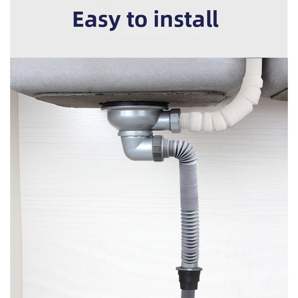 SUS304 Sink Basket Strainer for Kitchen with Side Drain Outlet 110mm 114mm Telescopic Pipe 300mm to 830mm Easy Install