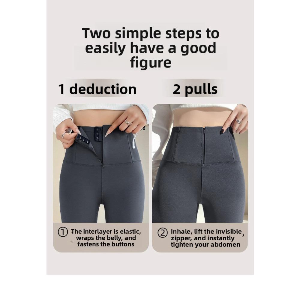Women Zipper Tummy Control Shark Pants, Fleece Lined High Waist Butt Lifting Skinny Leggings for Autumn Winter Outdoor Wear