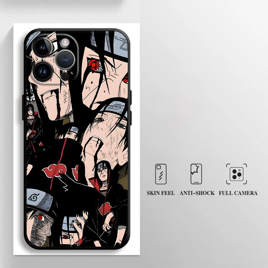 Case for iPhone 7 8 13 12 11 Pro Max XS Max 15 16 14 Plus XR Black Soft Phone Cover Anime Man Itachi