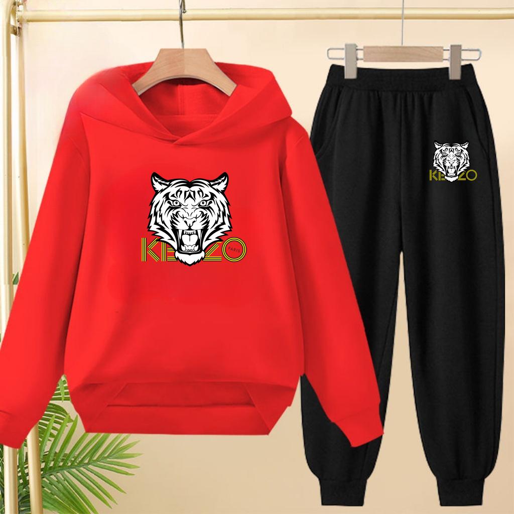 Children's 3-12Yrs Tiger print Pullover Hoodie Boys Girls Toddler Sweatshirt+Trousers Casual Fashion Charming Sports Jogging Set