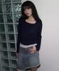 Ledeoli Square Neck Shirred Wool Knit Top [Navy]
