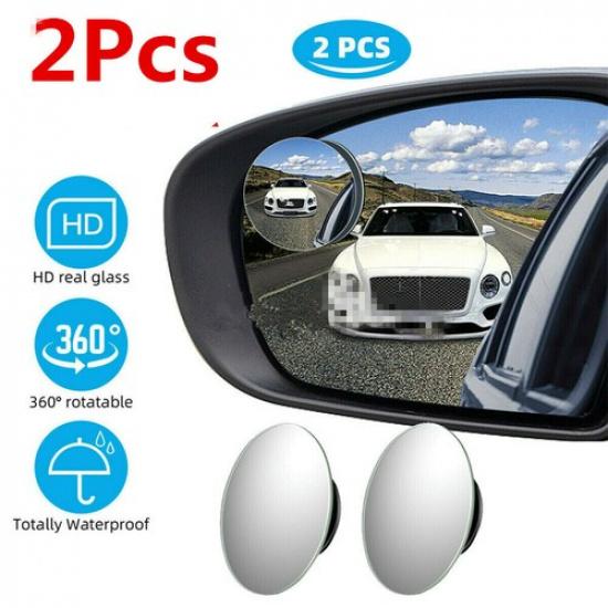 2X 360° Stick On Rear View Auxiliary Blind Spot Mirror Wide Angle SUV Car Truck