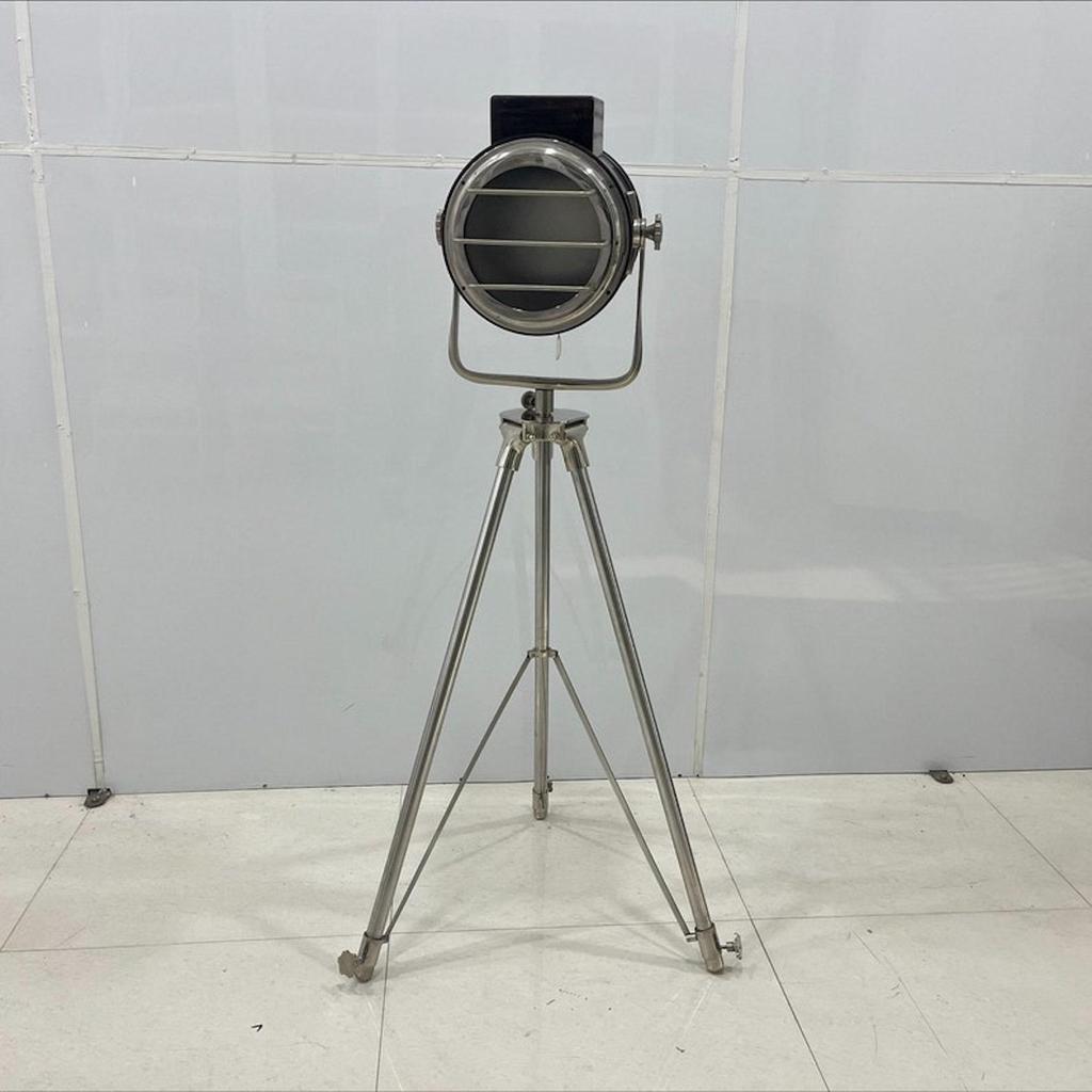 Nautical Nickel Finish and Black Wood Searchlight Chrome Tripod Home Décor Nautical Collectible Spotlight Floor Lamp