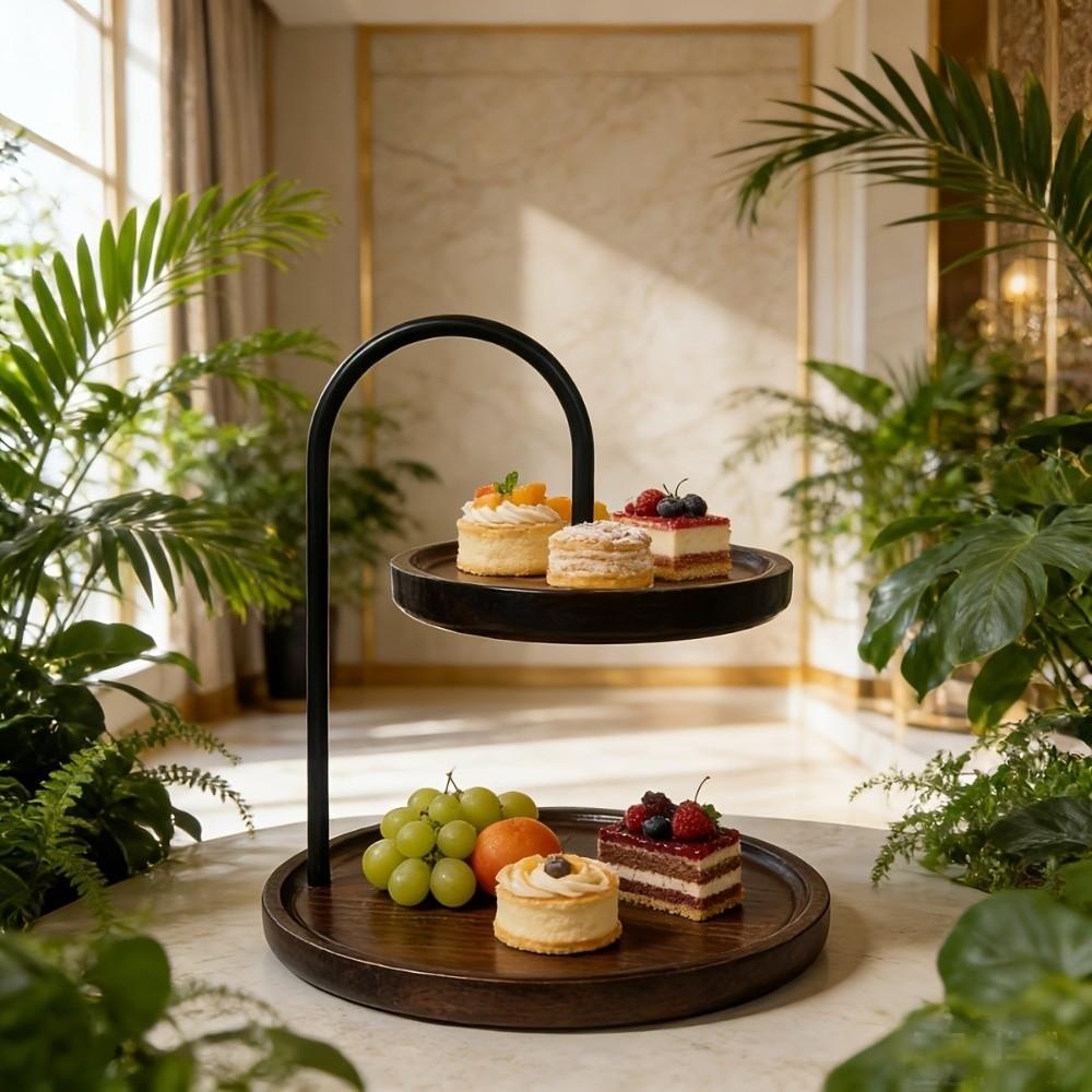 Space Saving Serving Tray Stand Double Layer Two Tier Holder Key Storage Rack  Kitchen Table