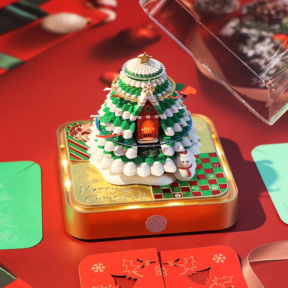 Time Piece Calendar 2026 Desk Calendar With Light 3D Christmas Tree/Treehouse Calendar Paper Carving Art Memo Pad Notepad Gifts