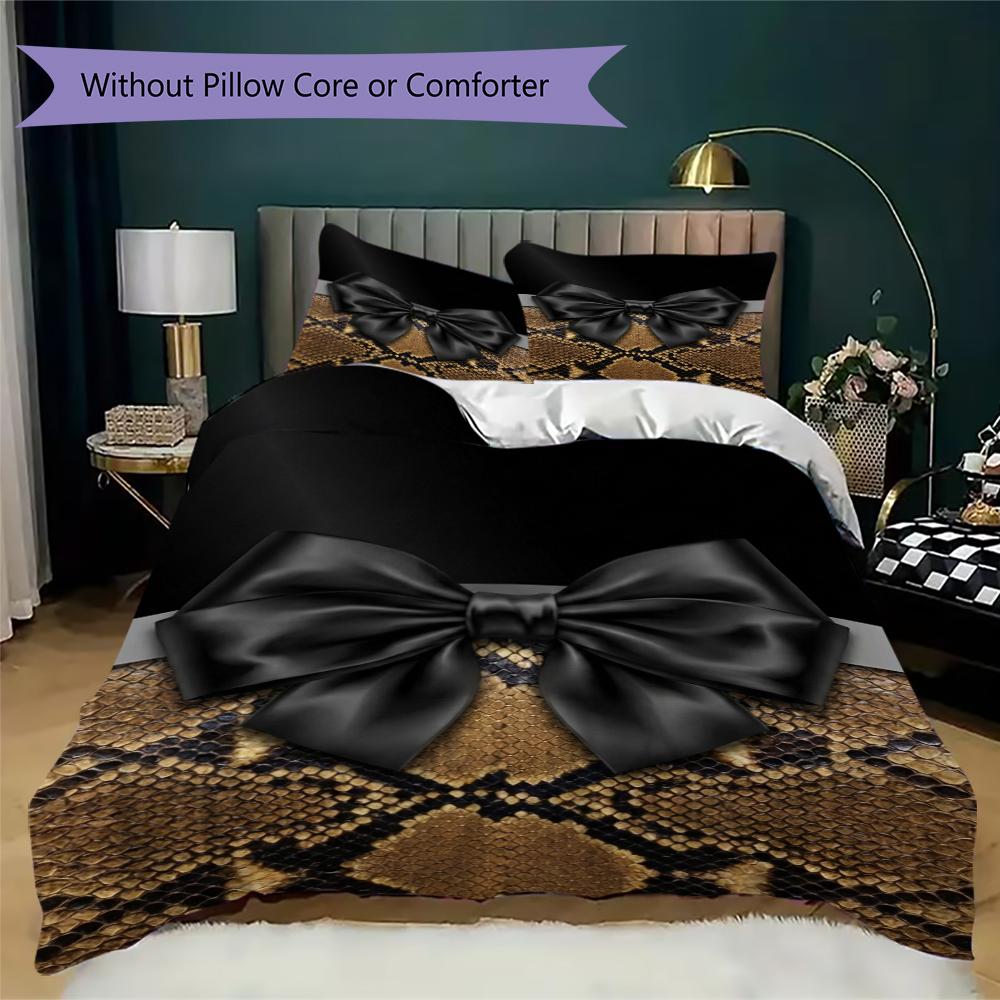 Gorgeous Bow Pattern Bedding Uilt Set Uilt Cover Pillowcase Home Decoration Birthday Gift (1 * Duvet Cover + 2 * Pillowcase Without Core)113