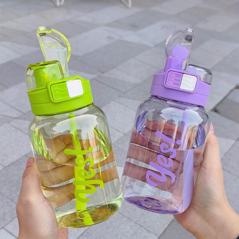 High-Capacity Dual-Drink Straw Cup - Portable, Heat-Resistant Plastic Cup for Students