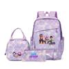 Kids Cartoon Print School Backpack Set Grades 3-4 Waterproof Oxford Fabric Ergonomic Shoulder Straps 3-Piece Travel Lunch