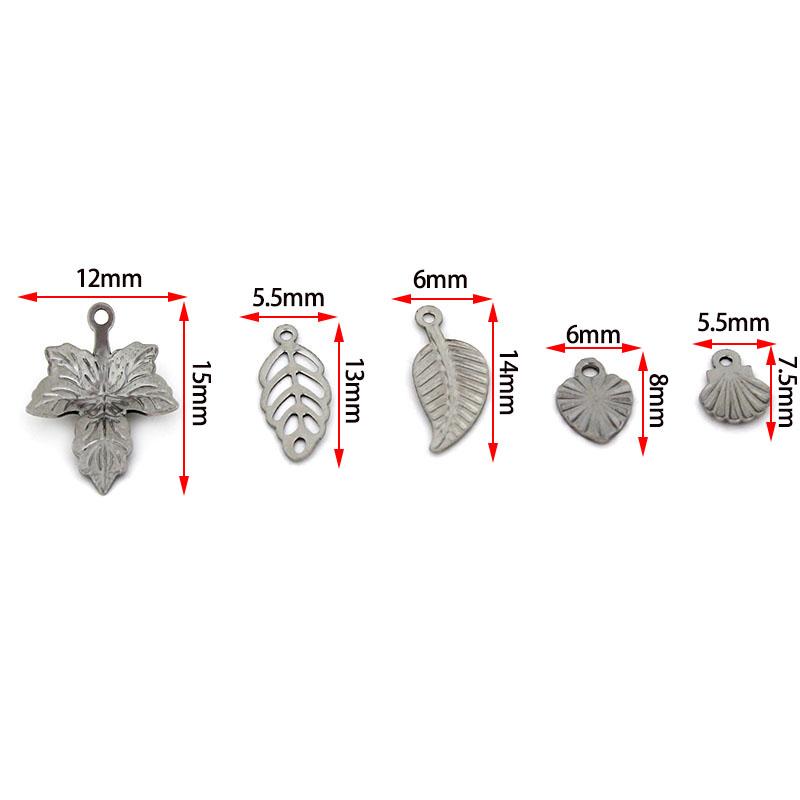 50-30Pcs Stainless Steel Tree Leaf Charms Leaves/Love Heart/Shell Pendant for Earrings Bracelet DIY Jewelry Making Accessories