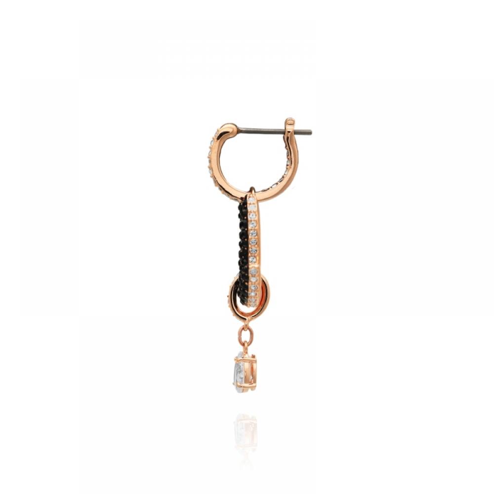 Swarovski 5678047 Swan Black Hoop Drop Earrings