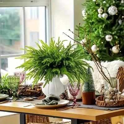 Artificial Norfolk Pine Needles Single Stem Soft Rubber Realistic Feel Christmas Home Decoration Ornament