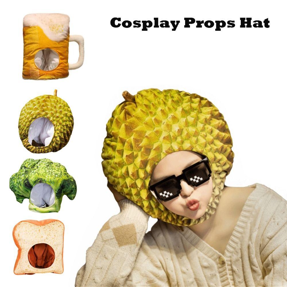 Soft Toast Head Cover Cartoon Design Durian Head Cover Cosplay Costume Party Photo Props