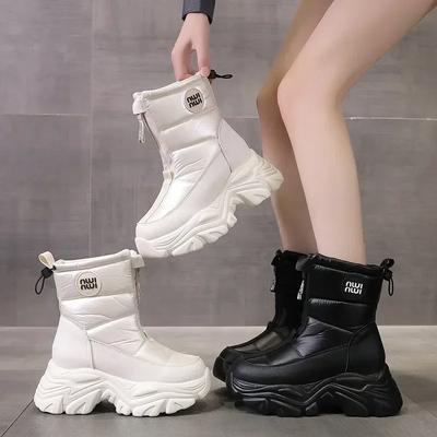 Fashion Winter Plus Fleece Thickened Waterproof Non-slip Snow Boots New Fashion Cotton Boots Thick Sole Inside Elevation Boots