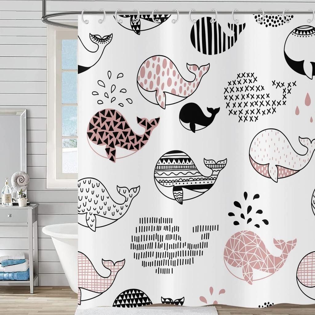 Funny Cute Puppy Animal Pattern Shower Curtain 180x 180cm, Kids Bathroom Decorative Shower Curtain Waterproof