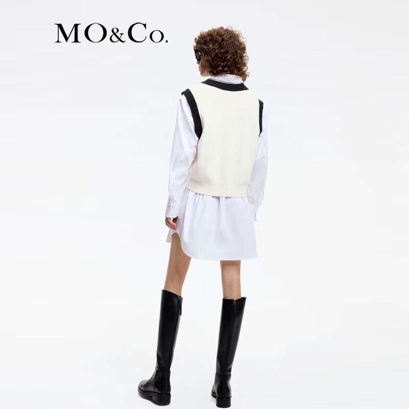 MO&Co. Women's College Style Knit Shirt Dress Two-Piece Set