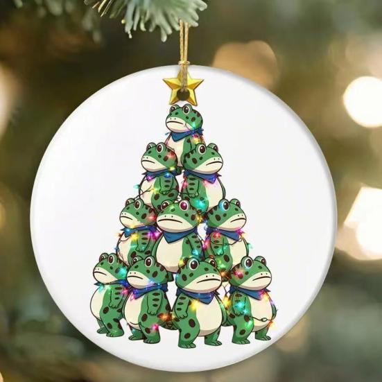 Frog Christmas Ornament Funny Frog Meme Christmas Decoration 2D Acrylic Holiday Keepsake for Xmas Tree Car Decor