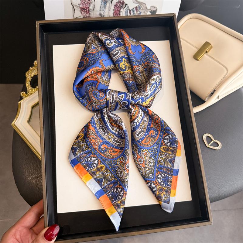 2026 New Cashew Print Bandana Square Scarf Luxury Soft Satin Stylish Versatile Neck Scarf For Women Hairbands Headscarf