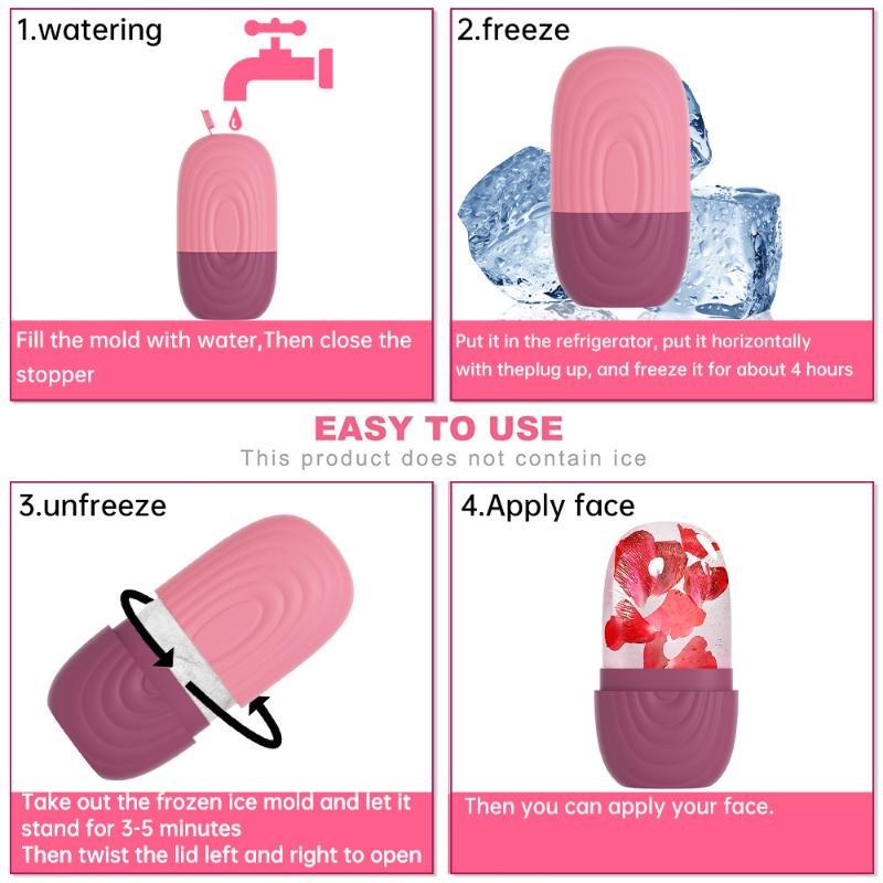 Reusable Ice Roller Ice Cube Silicone Mold Ice Ball Facial Beauty Skin Care Massager