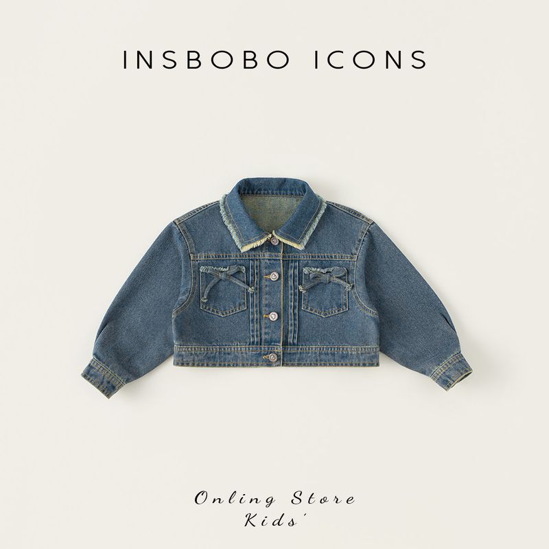 Insbobo Girls  Jacket 2026 Spring New Style Girls  Denim Top Children s Fashionable Clothes Good-Looking Spring Outfit Cowboy Blue 160