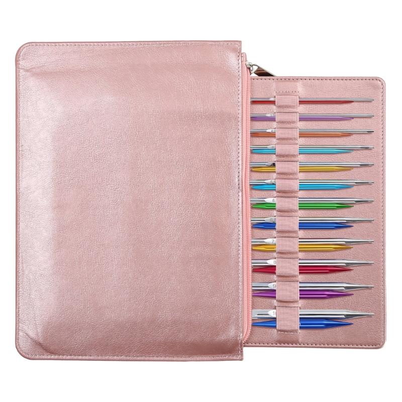 12Pairs Aluminum Alloy Tunisian Crochet Hook with Cable 3.0mm-10mm Interchangeable Circular Knitting Needle for Knitting
