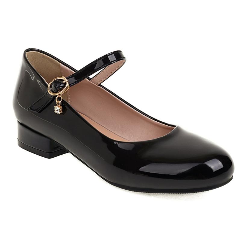 

Элегантные женские туфли-лодочки на низком каблуке 2025, большой размер 48, туфли Мэри Джейн, повседневные черные, белые, на коротком каблуке, офисные, свадебные туфли для девочек 39 чёрный