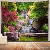 Garden Landscape Tapestry Park Waterfall Maple Tree Carpet Room Hanging Cloth Bedroom Living Room Decoration Cloth Background Cloth Hanging Painting