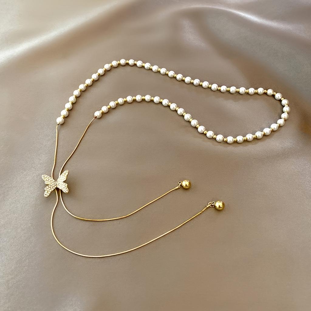 1pc Adjustable Tassel Necklace Sparkling Butterfly Pendant Elegant Upgraded Jewelry for Daily Wear Weddings Gift for Friend