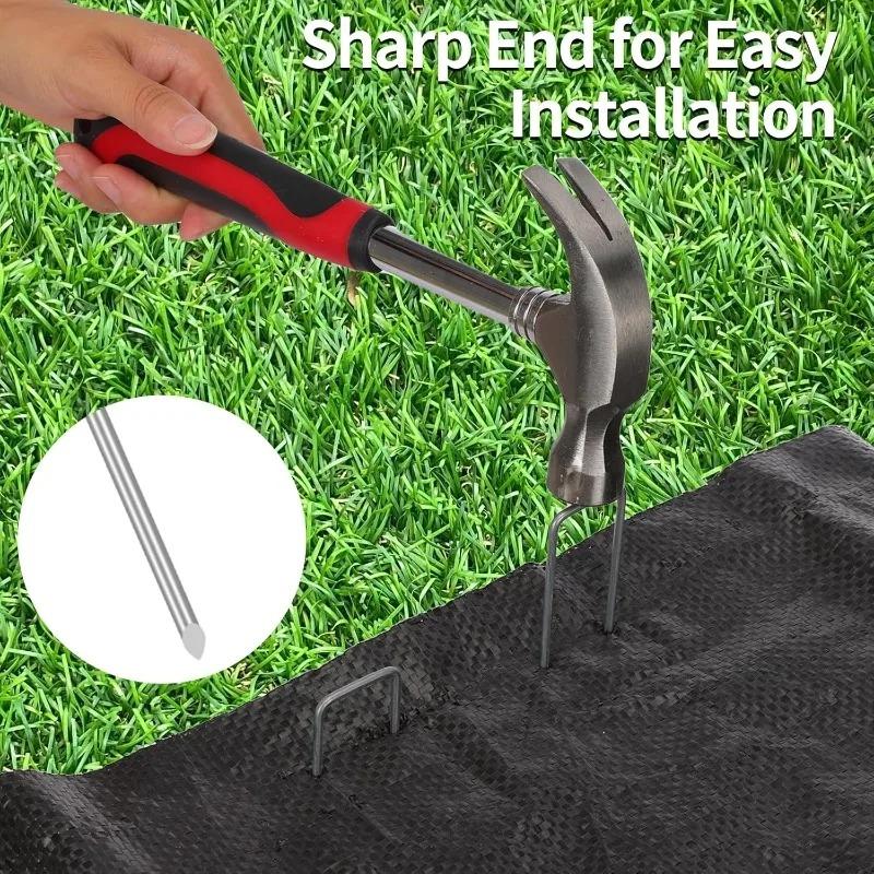10 Pcs U-shaped Garden Nails Artificial Grass Nails Heavy Fence Pile Nails Fixed Lawn Barrier Ground Nails Gardening Tools