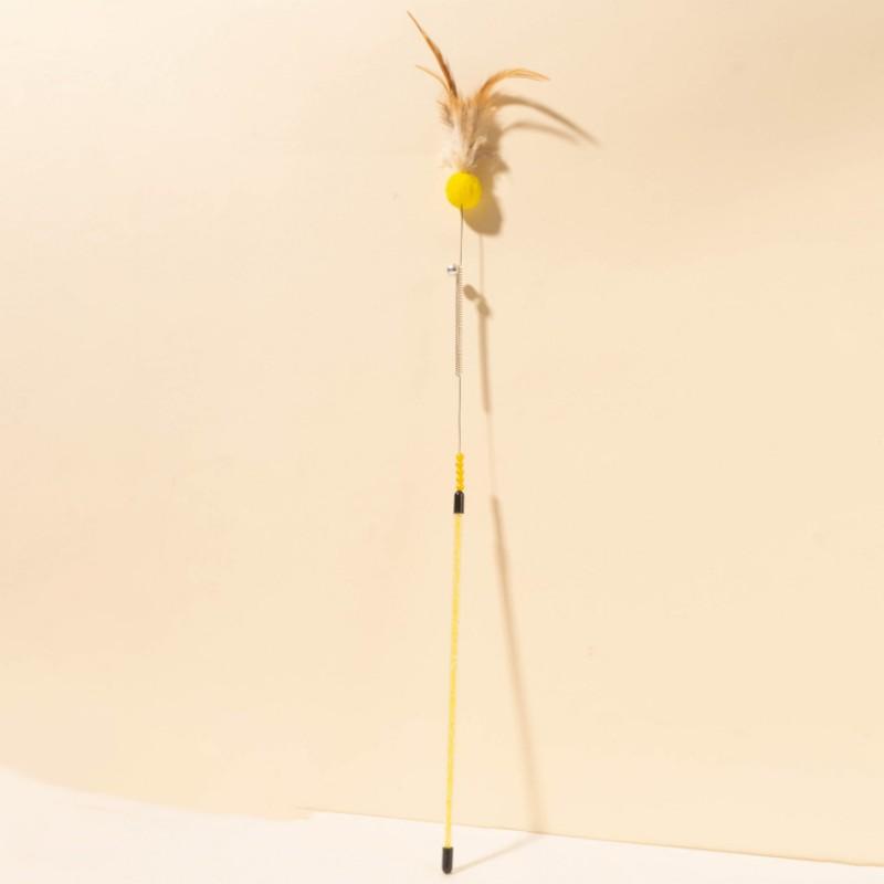 Cat Toys Feather Cat Stick Bite Resistant Steel Wire Spring Feather Interactive Cats Toy with Bell Wool Ball Kitten Toy Sticks