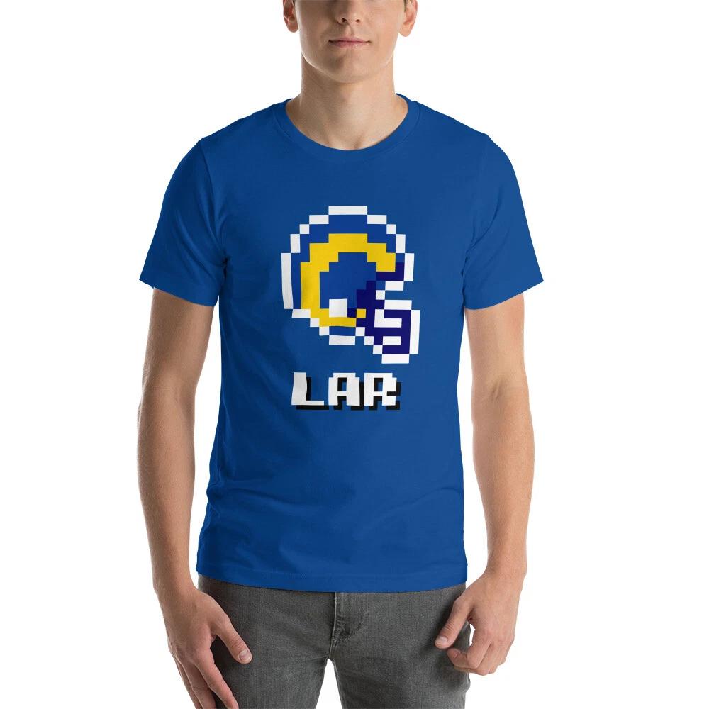 

Los Angeles Rams LA NES Football Helmet 8-bit Tecmo Super Bowl Tee Retro T-Shirt XL