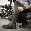 Luxury Men's Shoes Fashion Motorcycle Boots Outdoors High-top Lace Up Men's Boots British Comfortable Hiking Shoes Botas Hombre